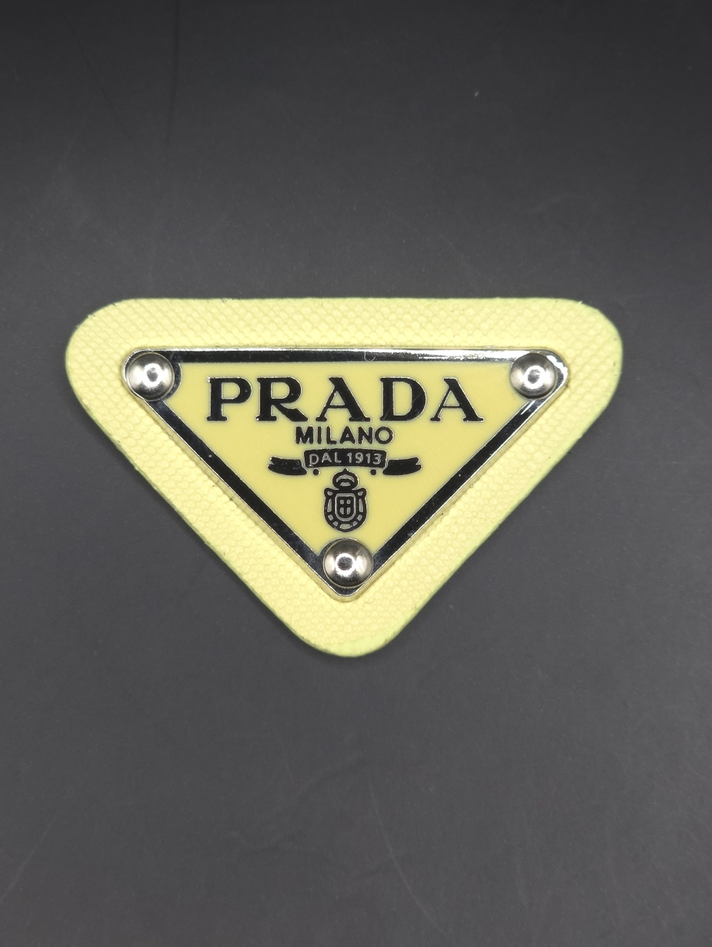 Light Yellow Prada Triangle Patch/Croc Charm